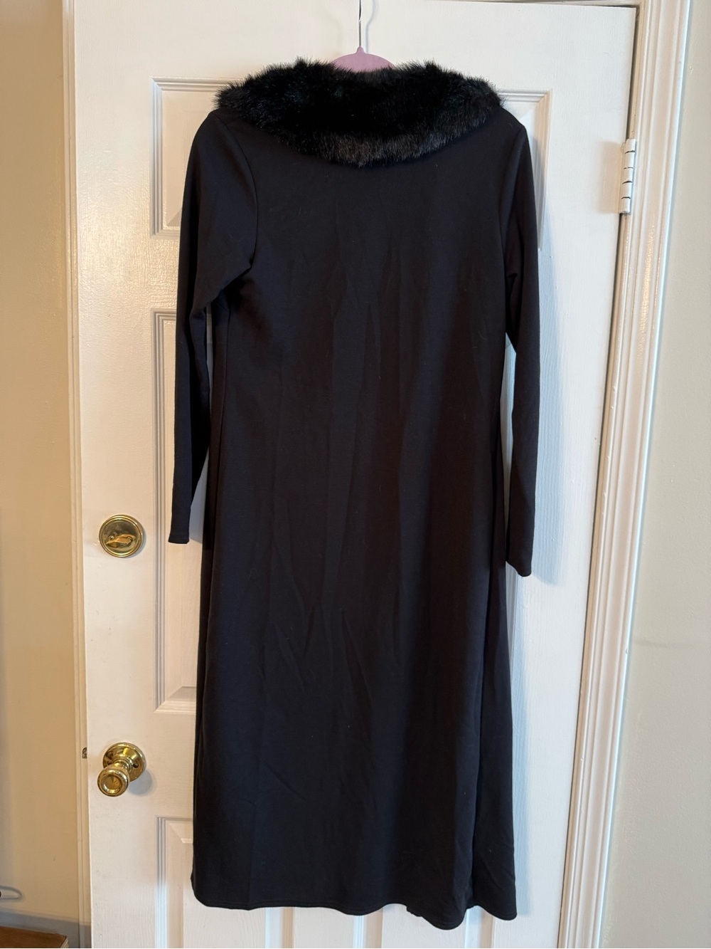 Indications Black Faux-Fur Trim Long Open Cardigan - Women's - Picture 3 of 6